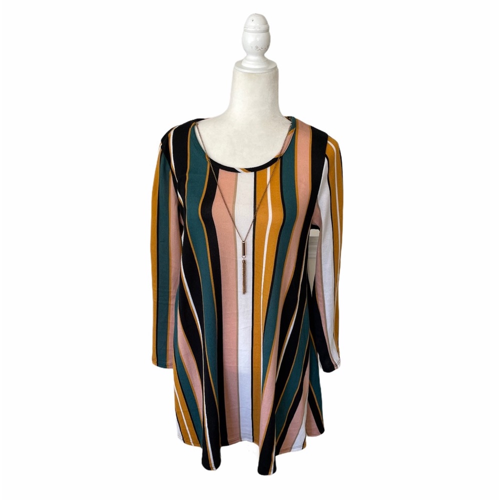 TMG Long Sleeve Vertical Stripe Dress Juniors Size XL Fall Winter